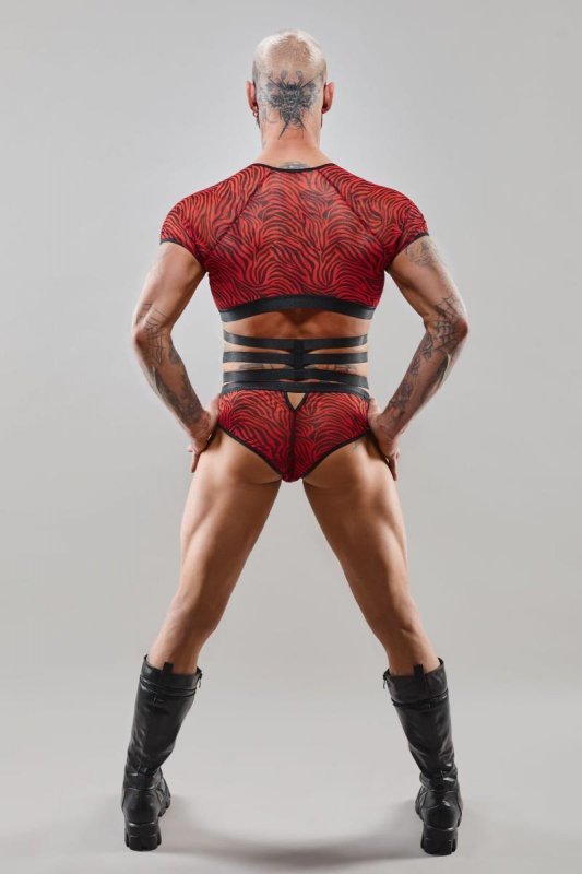 Męski krótki top chippendales z krótkimi rękawami - S