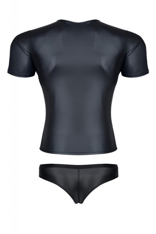 Męski komplet z wetlooka: t-shirt w serek, figi typu brazyliany S