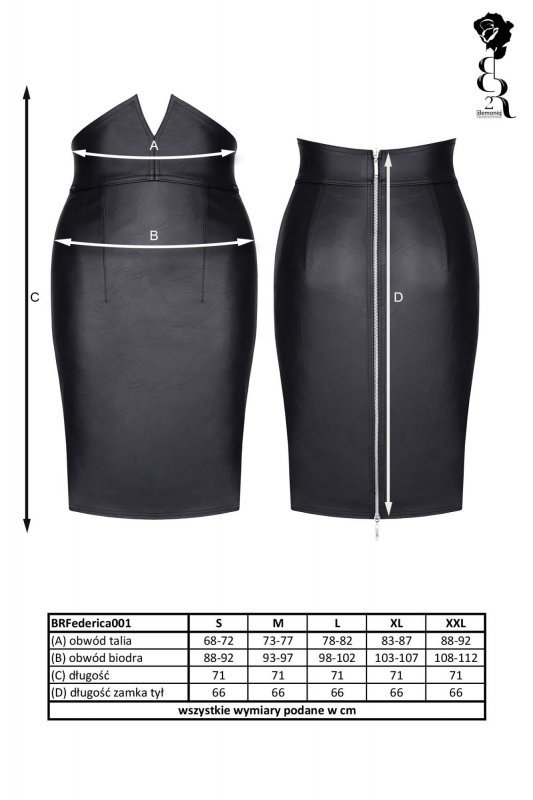 Bielizna - Brfederica001 spódnica czarna rozmiar XXL