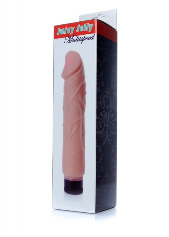 Mocny wibrator żelowy jak prawdziwy penis cielisty 22 cm