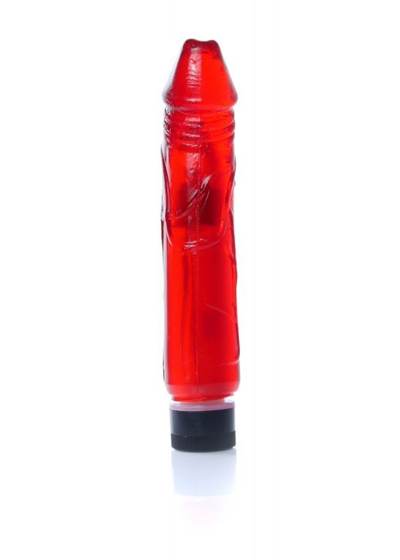 Mocny wibrator żelowy jak prawdziwy penis czerwony 22 cm