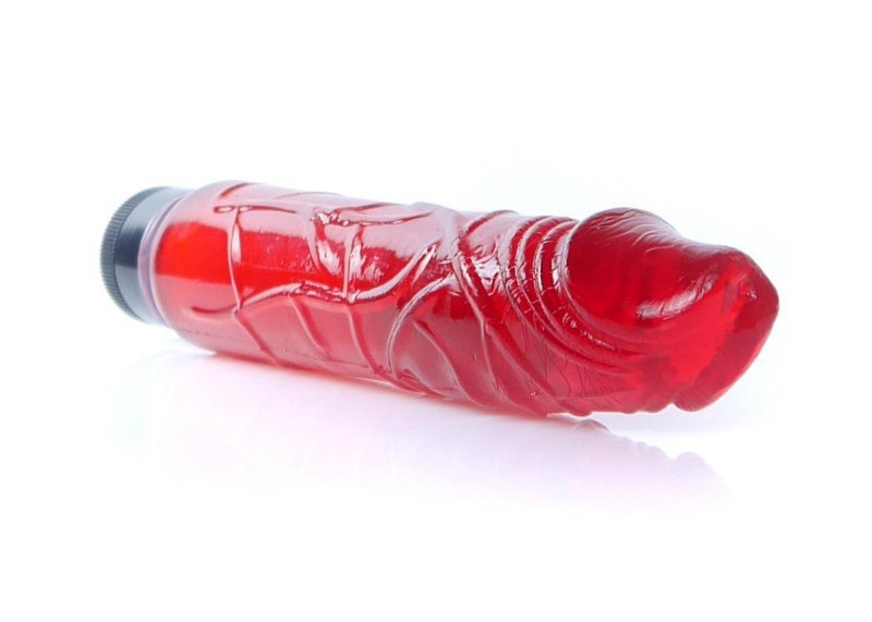 Mocny wibrator żelowy jak prawdziwy penis czerwony 22 cm
