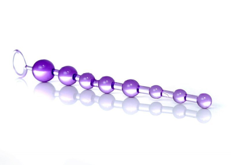 Żelowe kulki analne sonda łańcuszek do anusa fioletowe 29 cm