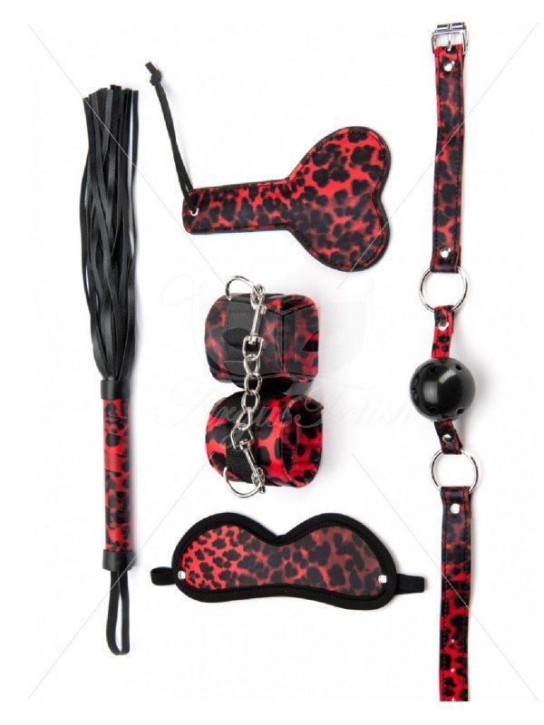 5 pieces leopard bondage set