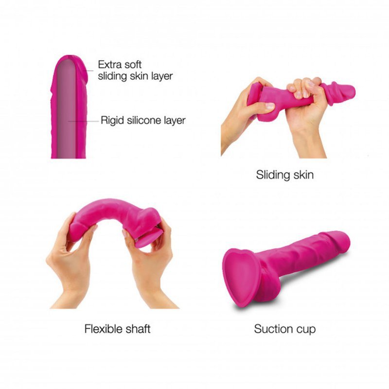 Penis dildo na przyssawce ruchoma skóra 14 cm