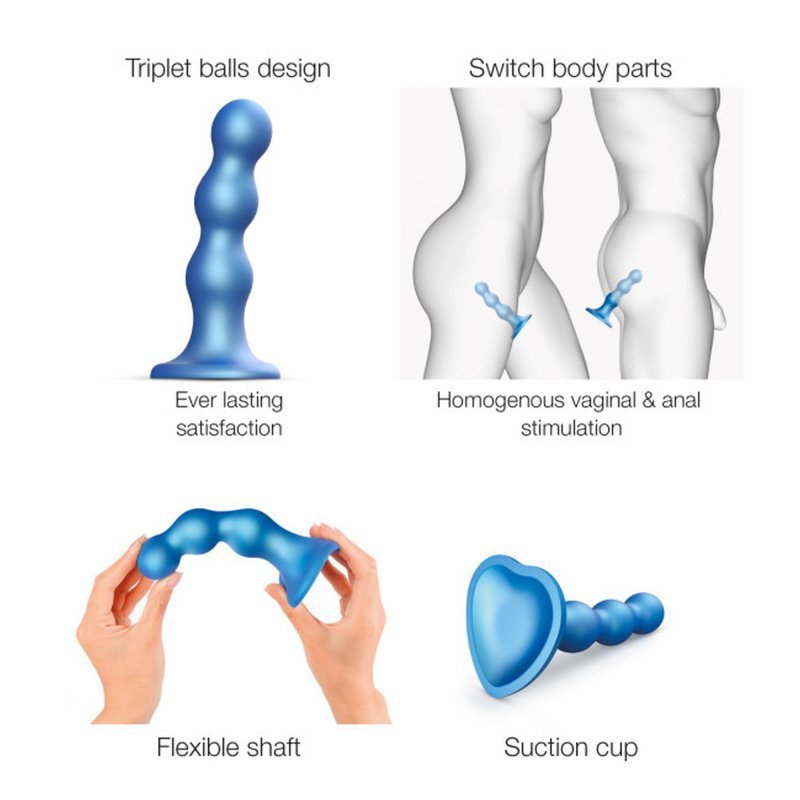 Dildo kulki analne na przyssawce orgazm niebieski 16,5 cm