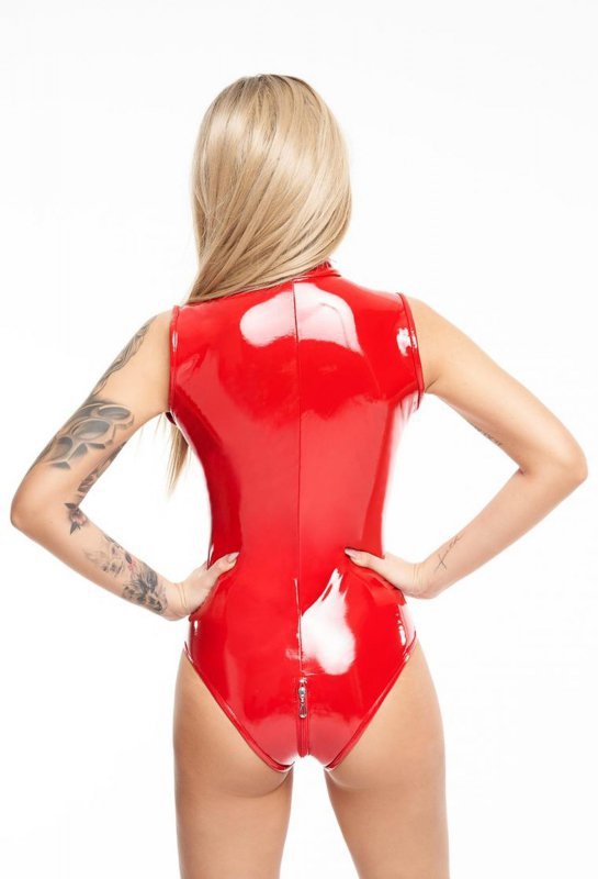 Seksowne body z suwakiem czerwone S