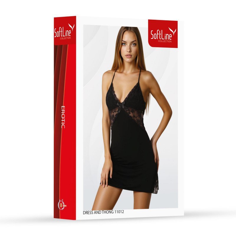 Zestaw sukienka i stringi 11012 czarna 3XL