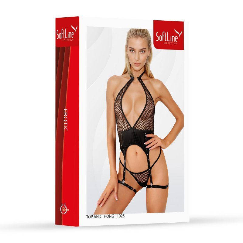 Zestaw top i stringi 11025 czarny L