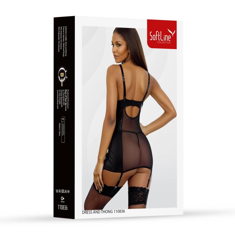 Zestaw sukienka erotyczna i stringi 110836 czarna XL
