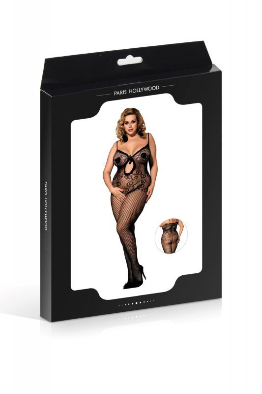 Czarny kombinezon bodystocking siateczka kabaretki  XL