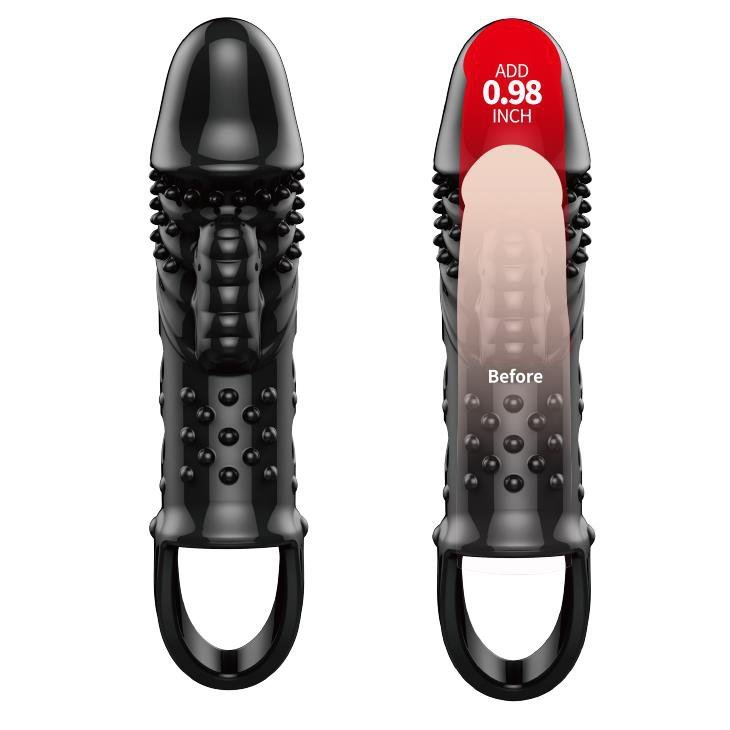 Przedłużka penisa z wibracją i pętlą na jądra 11.5cm / 14cm