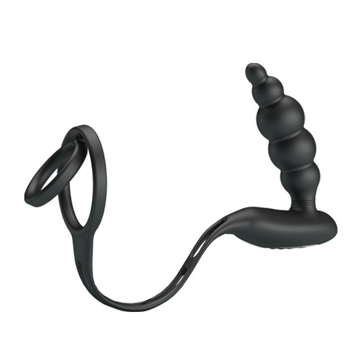 Wibrujące kulki analne z ringiem na penisa Pretty Love Vibration Penis Sleeve III