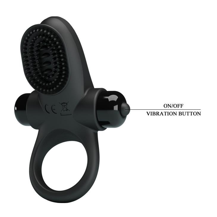 Wibrujący pierścień erekcyjny z masażerem Pretty Love Vibrant Penis Ring II czarny