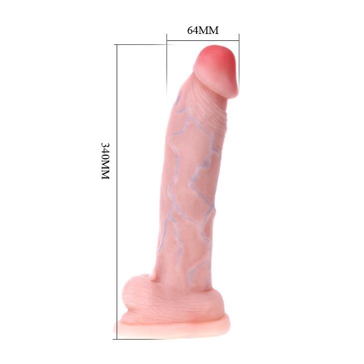 Ogromny wibrator z jądrami na przyssawce 34 cm