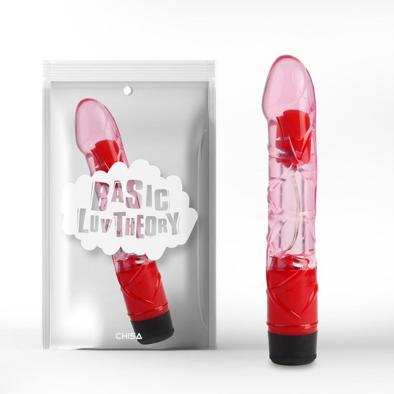 Przezroczysty wibrator z żyłami i główką różowy 23cm
