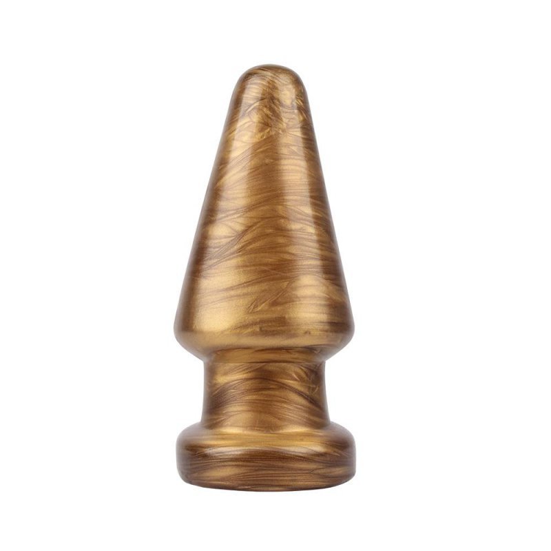 Stożkowy korek analny dildo na przyssawce złoty