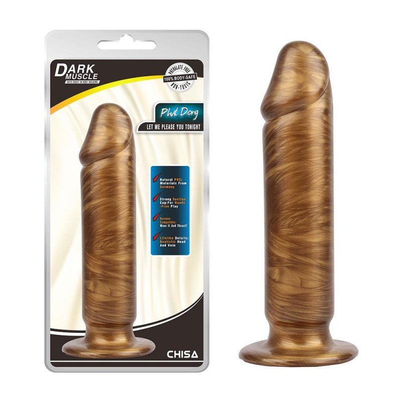 Realistyczne dildo waginalno analne na przyssawce złote