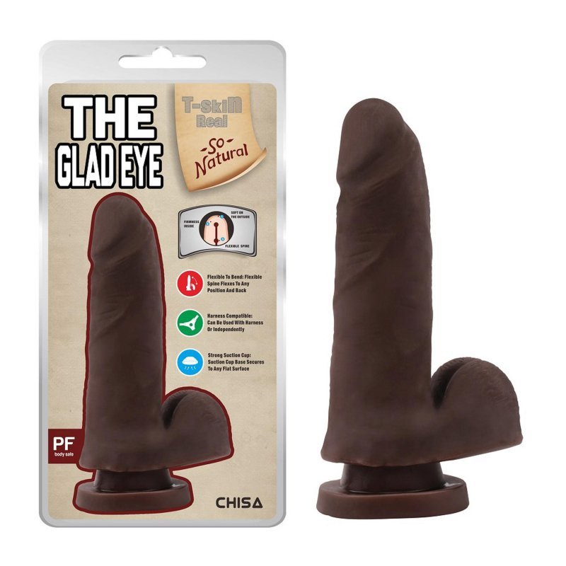 Brązowe dildo na przyssawce murzyńskie The Glad Eye