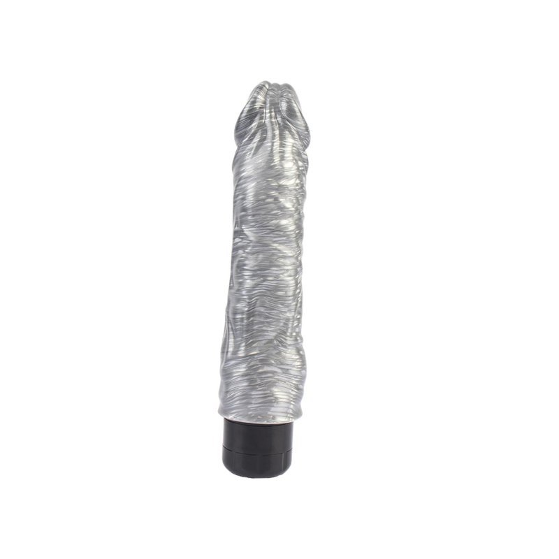 Srebrny wibrator jak penis Chubby Beau Silver