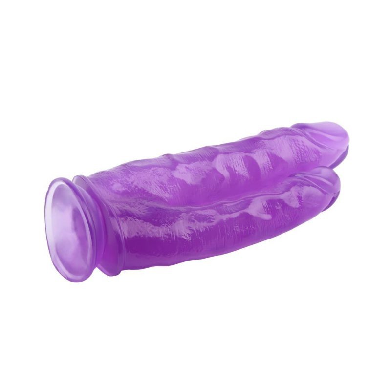 Podwójne duże dildo pochwa-anus 23cm Purple