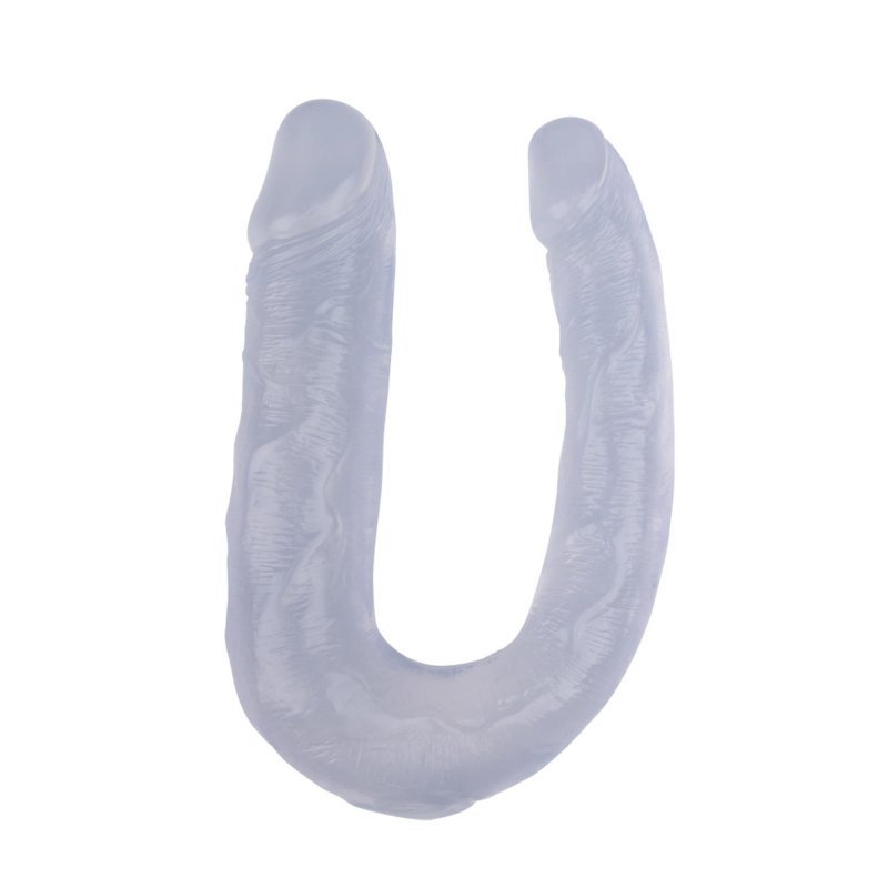 Analno - waginalne podwójne dildo przeźroczyste