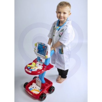 WOOPIE Wózek Małego Lekarza Niebieski Zestaw Lekarski Dla Dzieci 17 akc