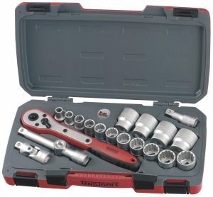 20-elementowy zestaw narzędzi nasadowych calowych z chwytem kwadratowym 1/2. Teng Tools T1220AF