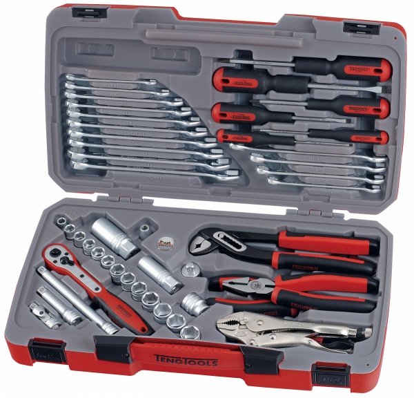 48-elementowy zestaw narzędzi nasadowych z chwytem kwadratowym 3/8&quot; Teng Tools T3848