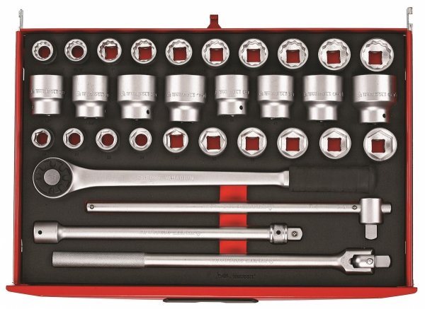 32-elementowy zestaw kluczy nasadowych z chwytem kwadratowym 3/4&quot;, Teng Tools TTESK32