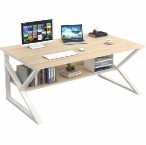 Białe biurko biurowe z półką wymiary 100x60cm