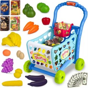 Zabawkowy Wózek na zakupy dla dzieci  Ricokids niebieski