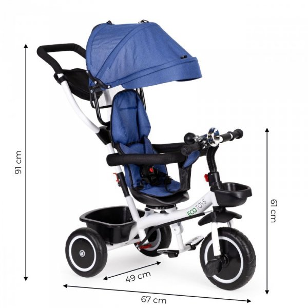 Rower trójkołowy wózek obracane siedzisko 360* Niebieski ECOTOYS