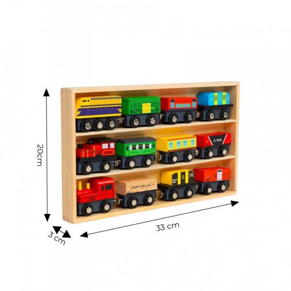 Zabawkowy drewniany pociąg kolejka - 13 elementów