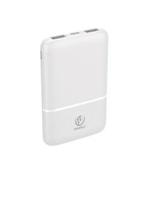 Powerbank P5 (5 000mAh 10W), moc wyjściowa 10W zapewnia szybkie i stabilne ładowanie kompatybilnych urządzeń, jednoczesne ładowanie 3 urządzeń