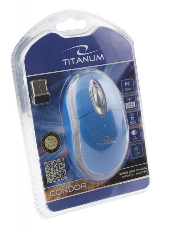Mysz bezprzewodowa Titanum Condor 3D optyczna 2.4 GHz  niebieska