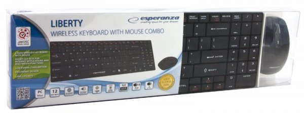 ZESTAW BEZPRZEWODOWY KLAWIATURA SLIM + MYSZ 2,4 GHz EK122K       LIBERTY CZARNY