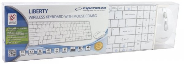ZESTAW BEZPRZEWODOWY KLAWIATURA SLIM + MYSZ 2,4 GHz EK122W       LIBERTY BIAŁY