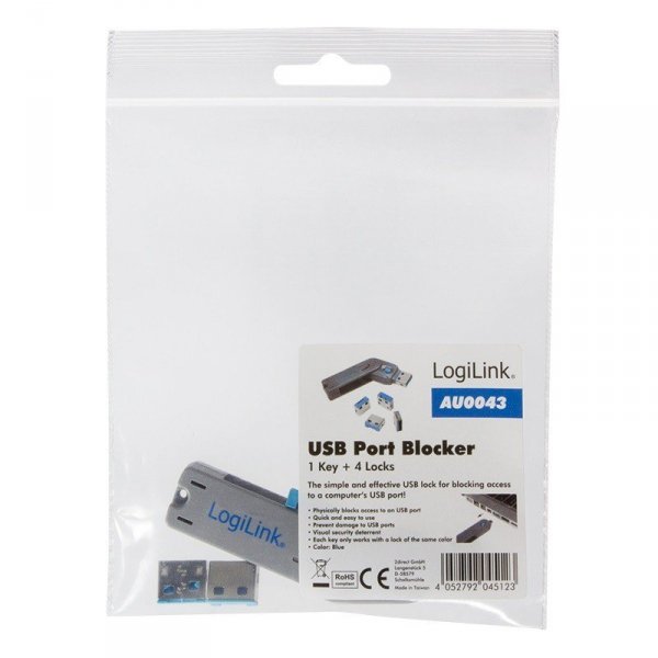 Blokada portów USB 4szt.  z kluczem