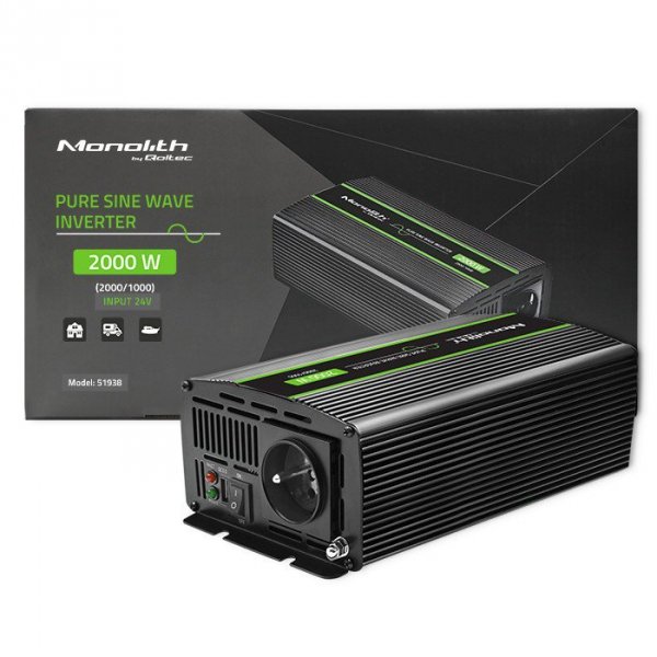 Przetwornica napięcia Monolith | 1000W | 2000W | 24V na 230V |   Czysty Sinus