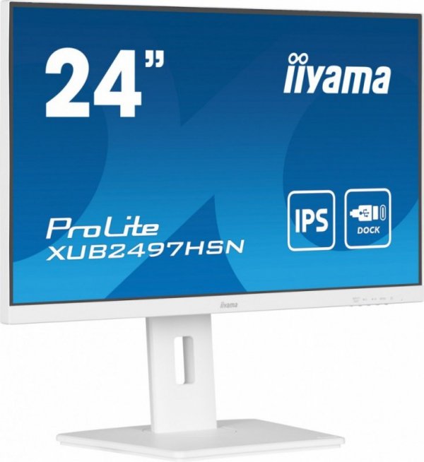 Monitor 24 cale XUB2497HSN-W2 IPS, USB-C Dock, HDMI, DP, 300cd, Pivot, HAS, biały /5y/