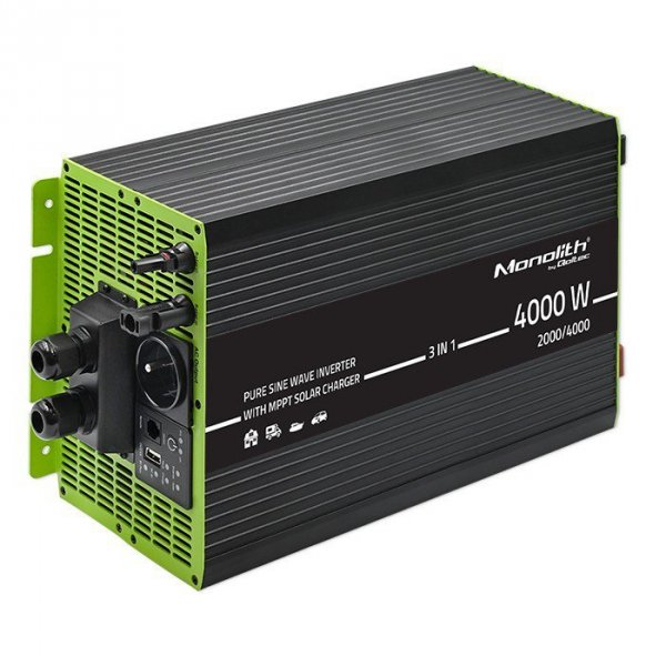 Przetwornica solarna 3w1 z funkcją ładowania AC | MPPT | UPS |   ATS | 2000W | 4000W | 12V n 230V | Czysty Sinus