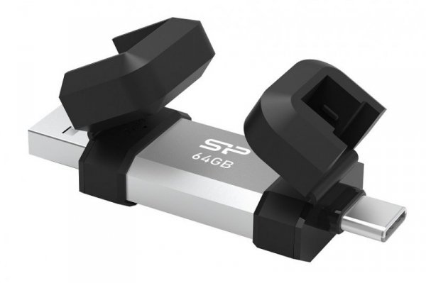 Pendrive C51 64GB USB-A USB-C 120 MB/s srebrny