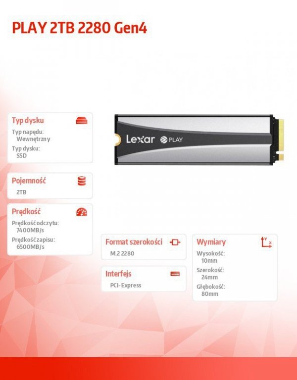 Dysk SSD PLAY 2TB 2280 Gen4 7400/6500MB/s