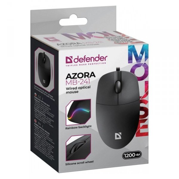 Mysz przewodowa AZORA MB-241 1200 DPI czarna podświetlana