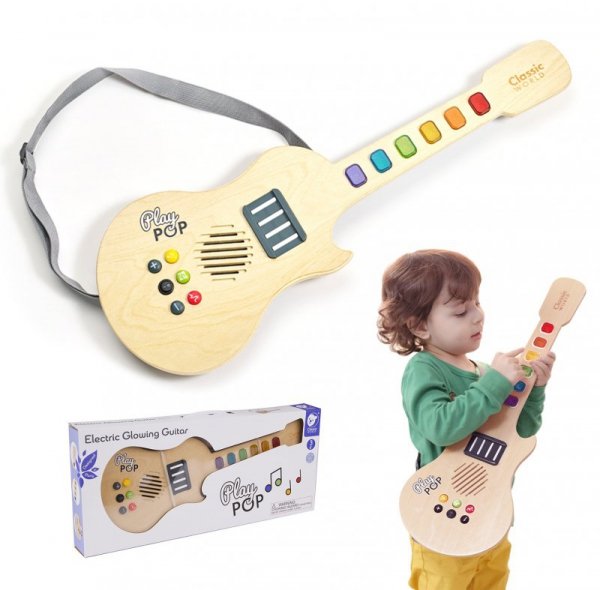 CLASSIC WORLD Drewniana Gitara Elektryczna Świecąca dla Dzieci