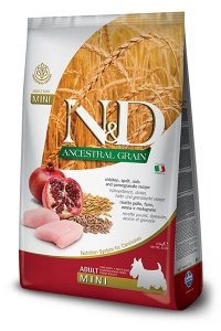 FARMINA N&D ANCESTRAL GRAIN DOG CHICKEN, SPELT, OATS AND POMEGRANATE ADULT MINI - sucha karma dla psa - 7kg