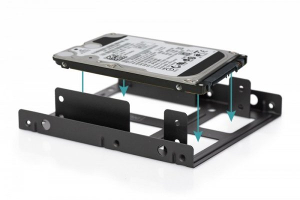Ramka montażowa/Adapter SSD/HDD 2x 2.5&quot; do 3.5&quot; (ATA, SATA, SSD) metalowa ,zestaw, czarna
