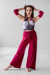 Set AMARANTHUS (spodnie FIESTA + top SALVAJE) z rękawkami