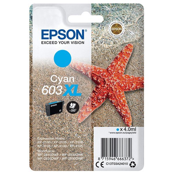 Epson oryginalny ink / tusz C13T03A24010, 603XL, cyan, 4.0ml